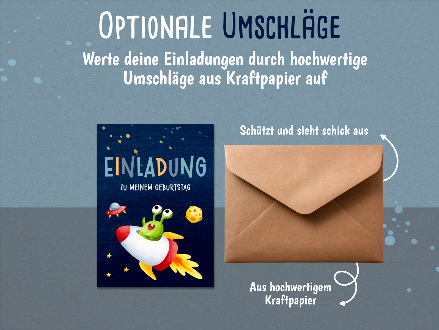 Alien Einladungskarten – Kindergeburtstag
