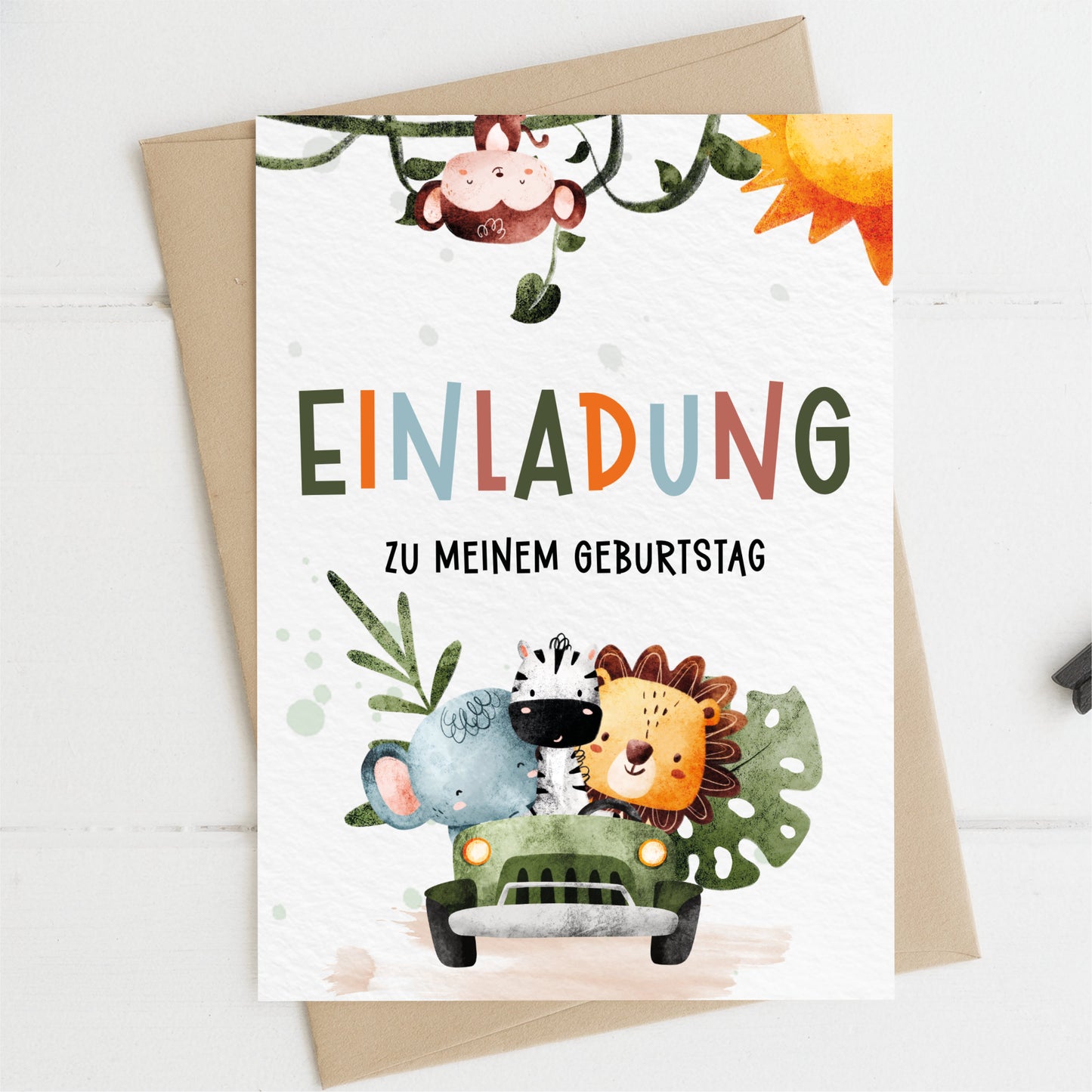 Safari Einladungskarten Kindergeburtstag