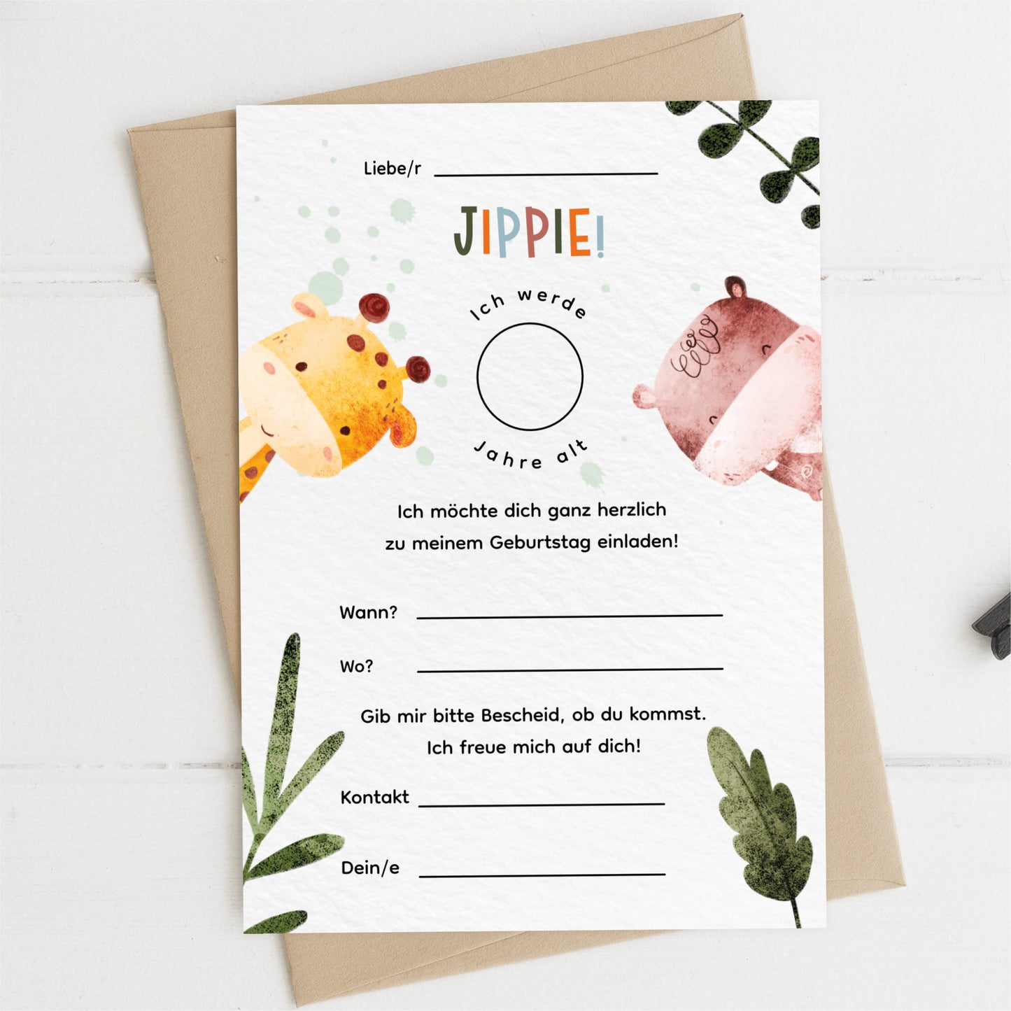 Safari Einladungskarten Kindergeburtstag