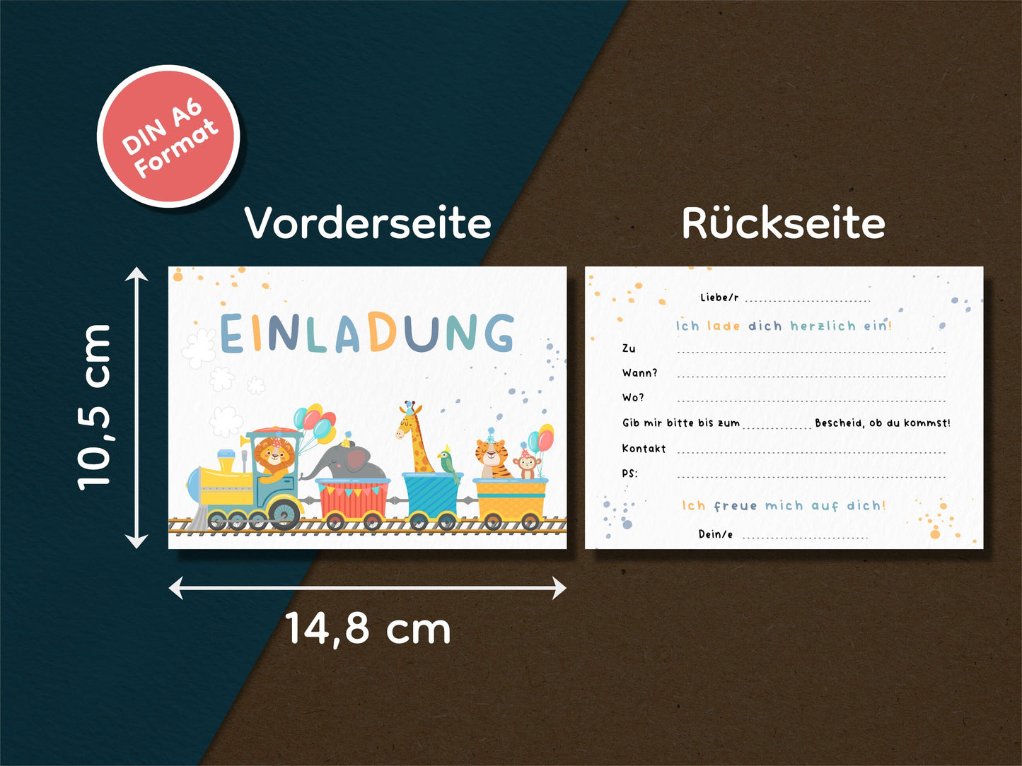 Zug Einladung mit Tieren