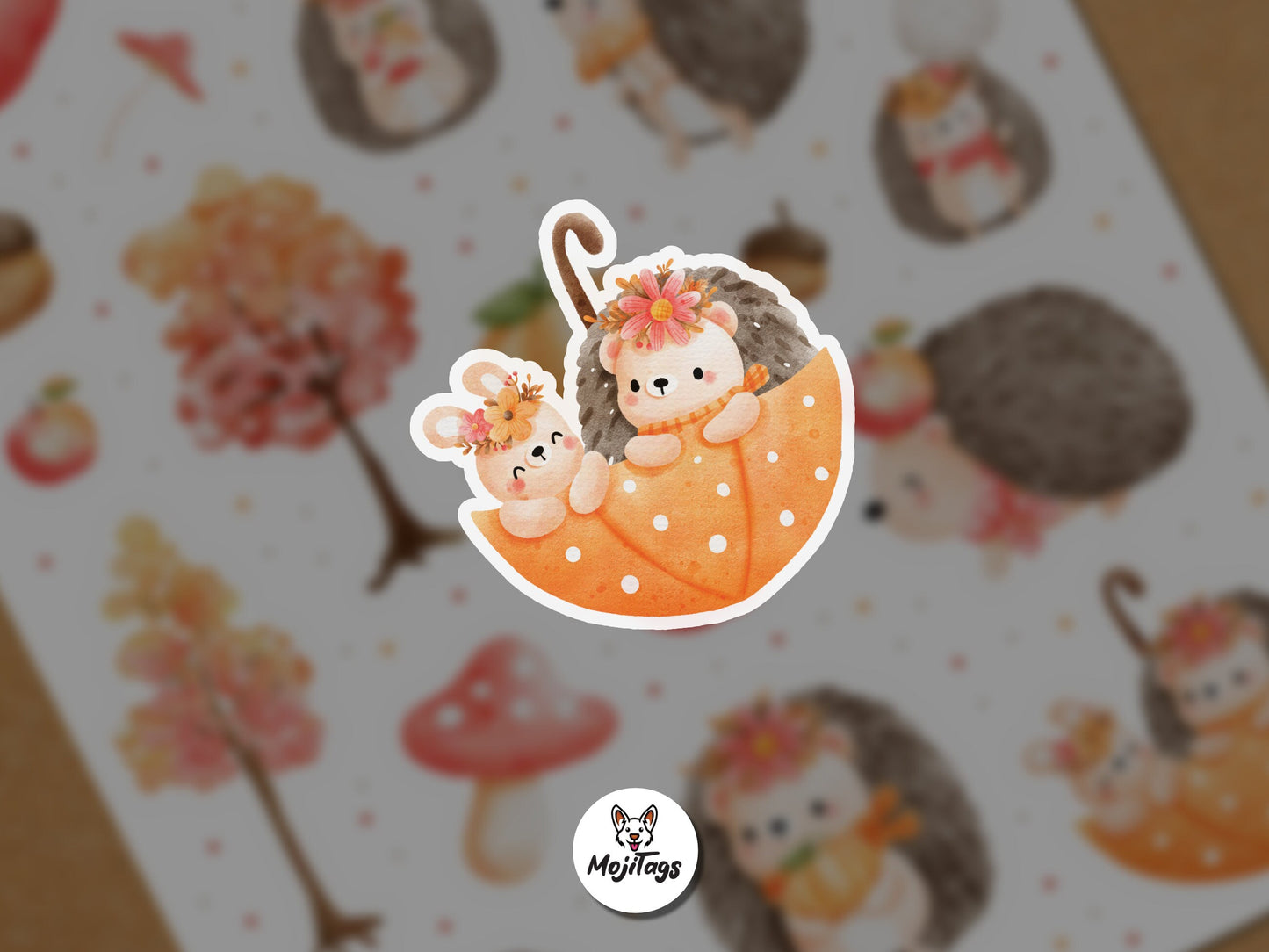 Herbstliche Igel Stickerbogen