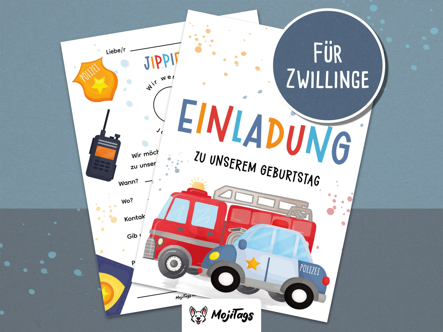 Einladung Zwillinge – Polizei & Feuerwehr