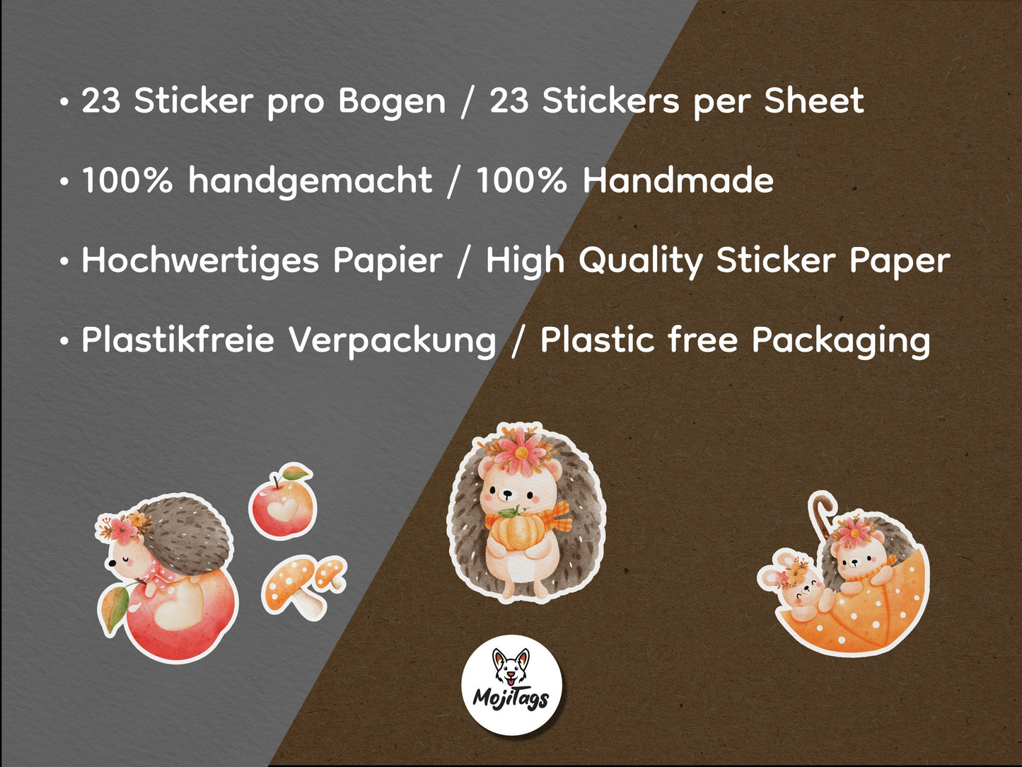 Herbstliche Igel Stickerbogen
