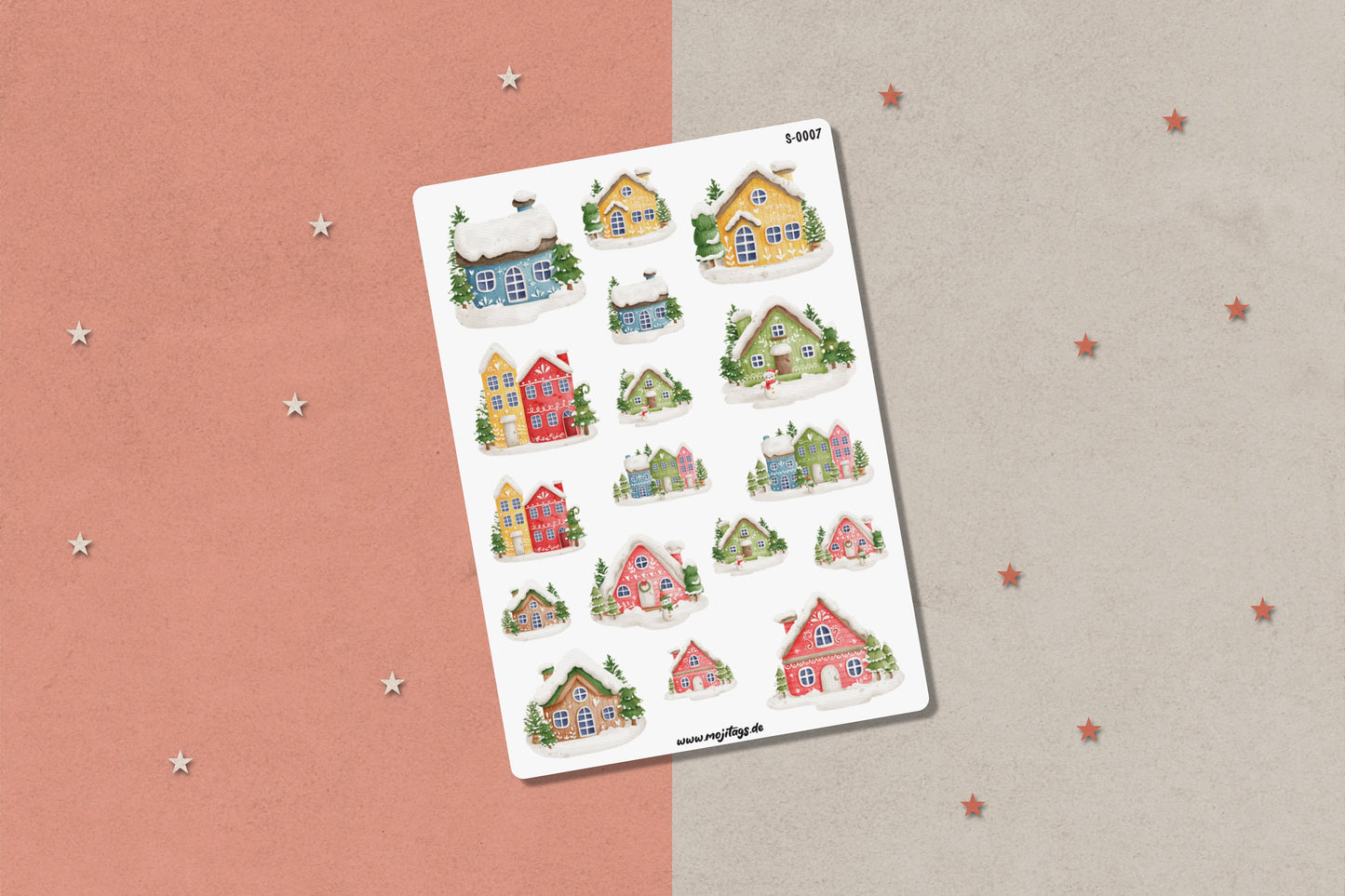 Winterhäuschen Stickerbogen