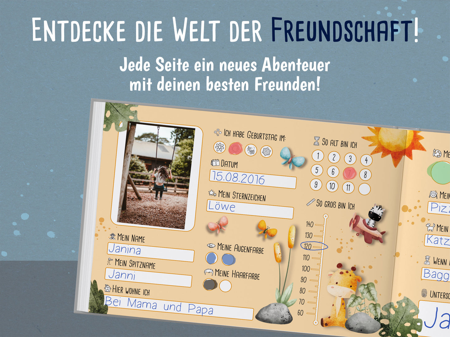 Safari Freundebuch für Kindergarten & Grundschule