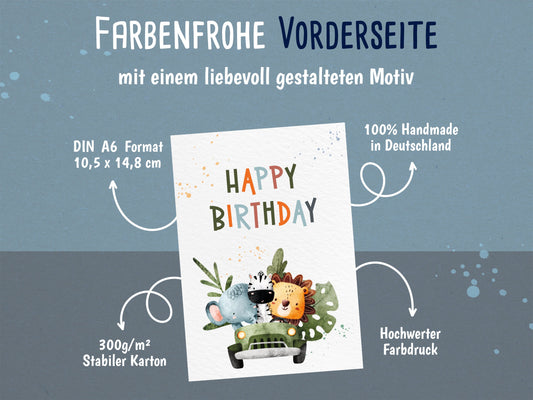 Safari Geburtstagskarte – Happy Birthday