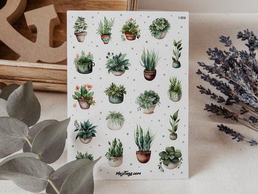 Topfpflanzen Stickerbogen