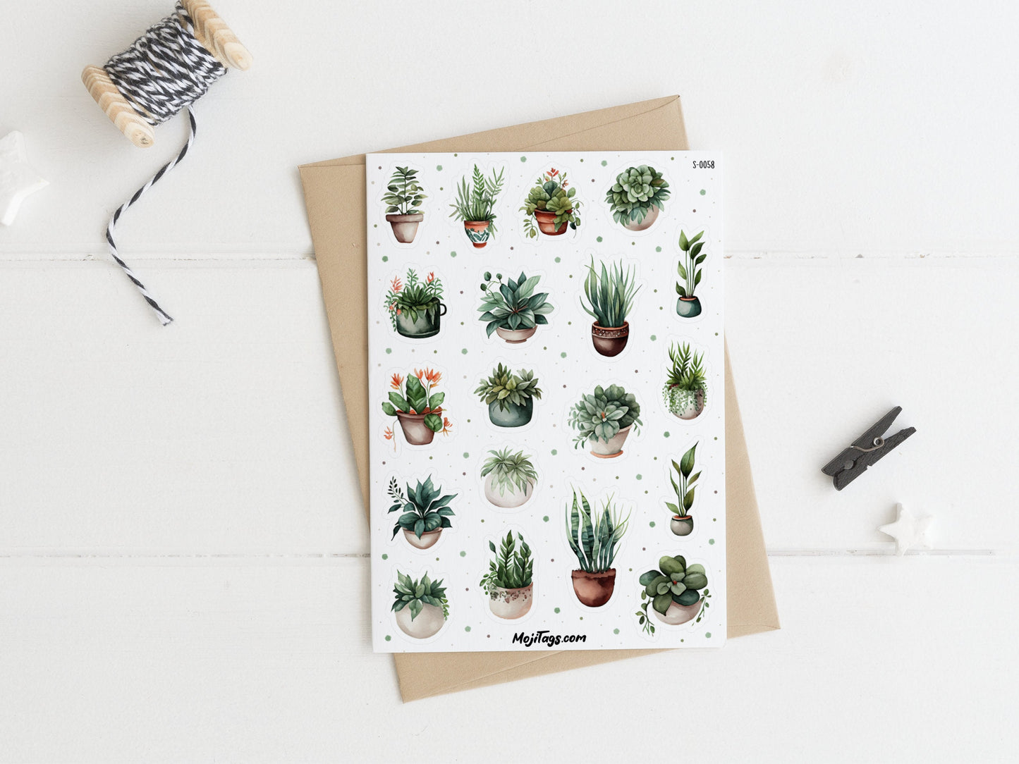 Topfpflanzen Stickerbogen